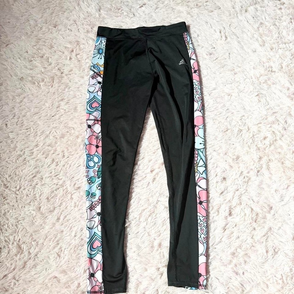 Adidas Athletic Active Retro Groovy Hippie Colorful Colorblock Leggings Girls XL